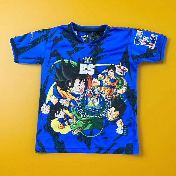 Dragon Ball Z x Umbro Goku Vegeta Jersey Youth Size 14 Soccer Anime Shirt - Picture 1 of 12